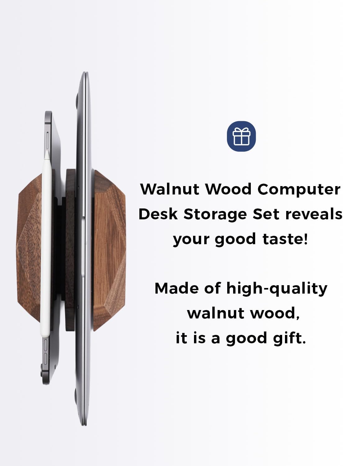 Adjustable Vertical Laptop Stand, MacBook Holder with Wood, Wooden Laptop Stand, Vertical Laptop Holder for Desk, Width Adjustable Dock Fits All MacBook/Surface Pro