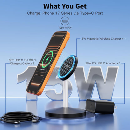 Magnetic Wireless Mag Safe Charger iPhone Stand,Magnet Wireless iPhone Charger Stand 6FT Fast Mag-Safe Charging Station Pad for Apple iPhone 16 Pro Max/16/16 Plus/15 Pro Max/14/13/12,AirPods Pro 2/3/4