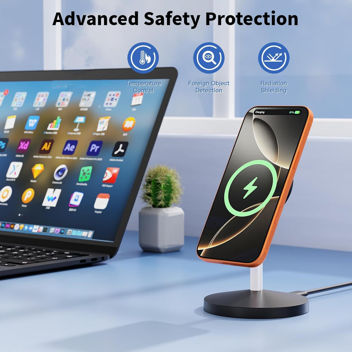 Magnetic Wireless Mag Safe Charger iPhone Stand,Magnet Wireless iPhone Charger Stand 6FT Fast Mag-Safe Charging Station Pad for Apple iPhone 16 Pro Max/16/16 Plus/15 Pro Max/14/13/12,AirPods Pro 2/3/4