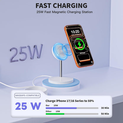 Magnetic Wireless Mag Safe Charger iPhone Stand,Magnet Wireless iPhone Charger Stand 6FT Fast Mag-Safe Charging Station Pad for Apple iPhone 16 Pro Max/16/16 Plus/15 Pro Max/14/13/12,AirPods Pro 2/3/4