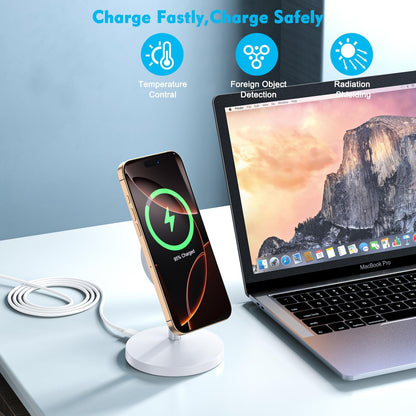 Magnetic Wireless Mag Safe Charger iPhone Stand,Magnet Wireless iPhone Charger Stand 6FT Fast Mag-Safe Charging Station Pad for Apple iPhone 16 Pro Max/16/16 Plus/15 Pro Max/14/13/12,AirPods Pro 2/3/4