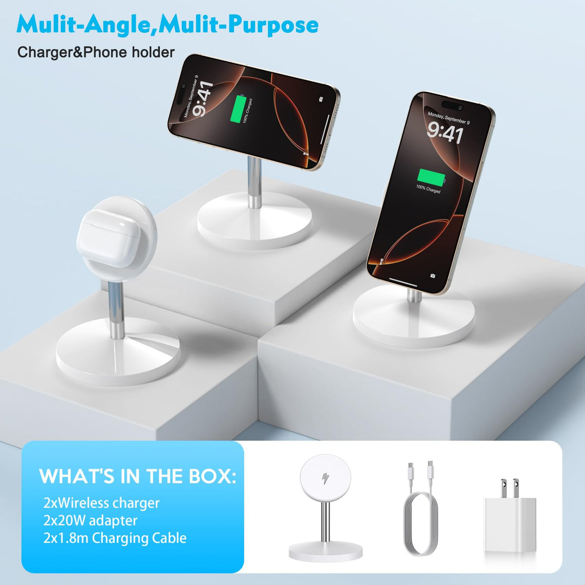 Magnetic Wireless Mag Safe Charger iPhone Stand,Magnet Wireless iPhone Charger Stand 6FT Fast Mag-Safe Charging Station Pad for Apple iPhone 16 Pro Max/16/16 Plus/15 Pro Max/14/13/12,AirPods Pro 2/3/4