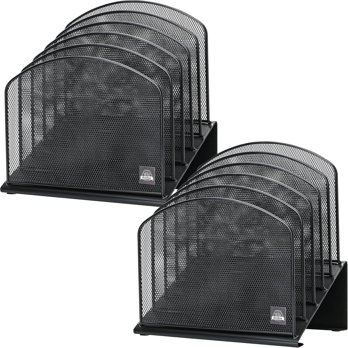 Delifox Inclined Desk File Organizer,Vertical File Folder Holder Stand Metal Rack File Sorter for Office Classroom Desktop Organization