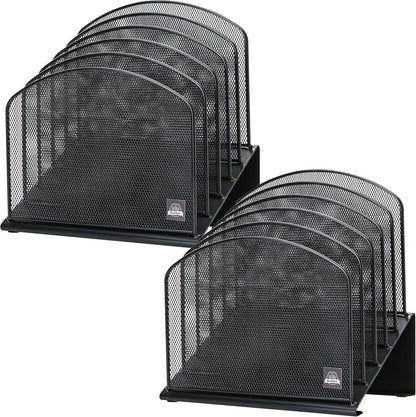 Delifox Inclined Desk File Organizer,Vertical File Folder Holder Stand Metal Rack File Sorter for Office Classroom Desktop Organization