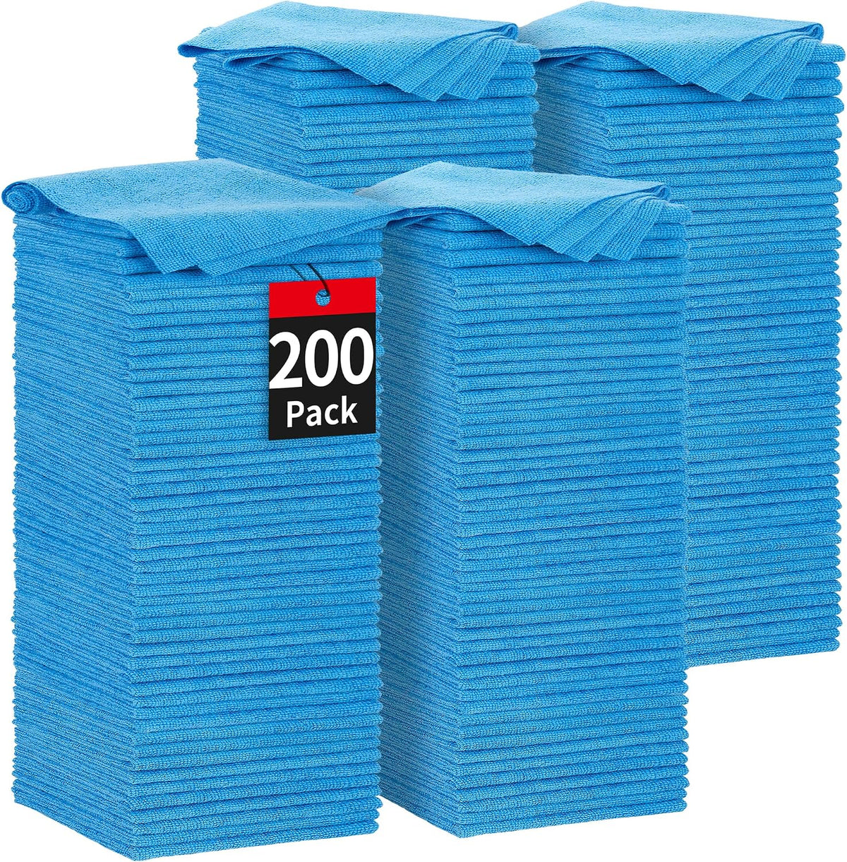 Microfiber Cleaning Cloth, Cleaning Rags Microfiber Towel Bulk Absorbent Lint-Free Wash Cloths, All-Purpose Shop Towels for Cars, Automotive, Garage, Home & Kitchen 11.5"*11.5"