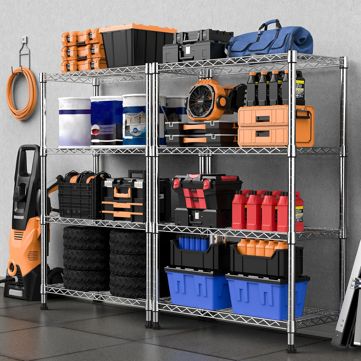 M MZG 450 lbs Steel Storage Shelving 3-Tier Utility Shelving Unit Steel Organizer Wire Rack for Home,Kitchen,Office (11.8" D x 17.7" W x 26.3" H) - Colors B