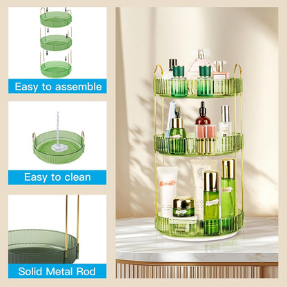 360 Rotating Makeup Organizer, 2 Tier Lazy Susan Bathroom Counter Organizer, Skincare Organizers, Spinning Perfume Organizer & Vanity Organizer Countertop (Classic Grey, 2 Tier)