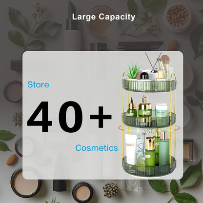 360 Rotating Makeup Organizer, 2 Tier Lazy Susan Bathroom Counter Organizer, Skincare Organizers, Spinning Perfume Organizer & Vanity Organizer Countertop (Classic Grey, 2 Tier)