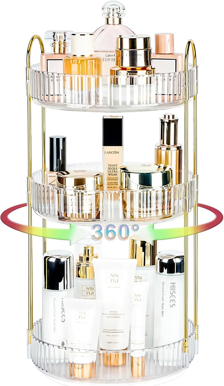 360 Rotating Makeup Organizer, 2 Tier Lazy Susan Bathroom Counter Organizer, Skincare Organizers, Spinning Perfume Organizer & Vanity Organizer Countertop (Classic Grey, 2 Tier)