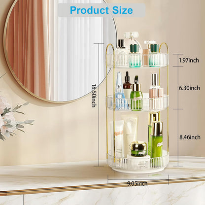 360 Rotating Makeup Organizer, 2 Tier Lazy Susan Bathroom Counter Organizer, Skincare Organizers, Spinning Perfume Organizer & Vanity Organizer Countertop (Classic Grey, 2 Tier)