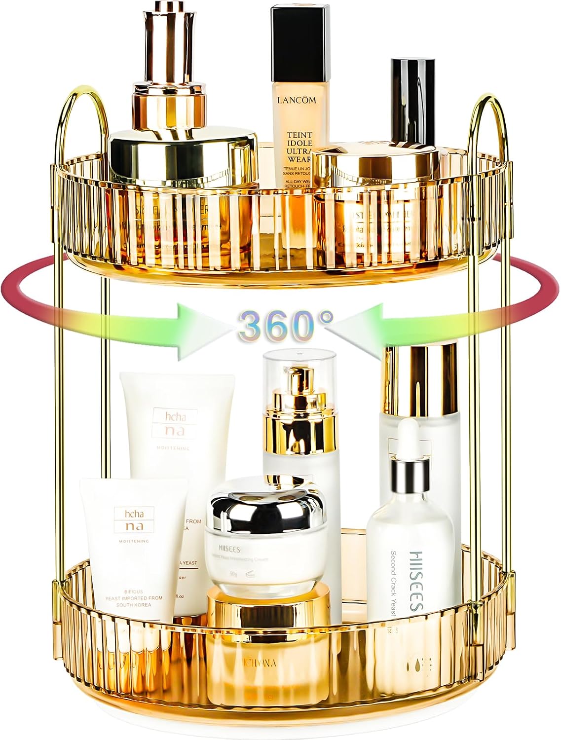 360 Rotating Makeup Organizer, 2 Tier Lazy Susan Bathroom Counter Organizer, Skincare Organizers, Spinning Perfume Organizer & Vanity Organizer Countertop (Classic Grey, 2 Tier)