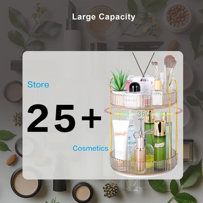360 Rotating Makeup Organizer, 2 Tier Lazy Susan Bathroom Counter Organizer, Skincare Organizers, Spinning Perfume Organizer & Vanity Organizer Countertop (Classic Grey, 2 Tier)