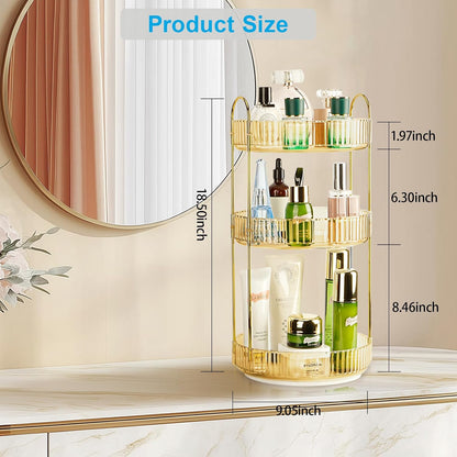 360 Rotating Makeup Organizer, 2 Tier Lazy Susan Bathroom Counter Organizer, Skincare Organizers, Spinning Perfume Organizer & Vanity Organizer Countertop (Classic Grey, 2 Tier)