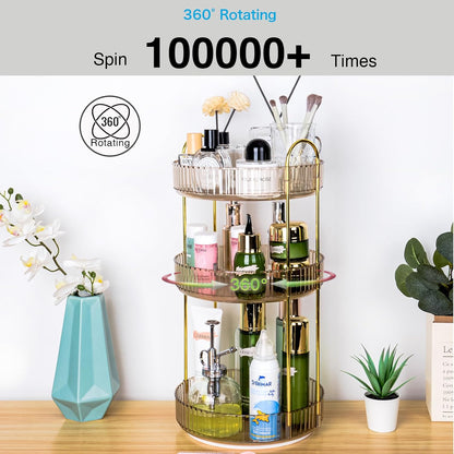 360 Rotating Makeup Organizer, 2 Tier Lazy Susan Bathroom Counter Organizer, Skincare Organizers, Spinning Perfume Organizer & Vanity Organizer Countertop (Classic Grey, 2 Tier)