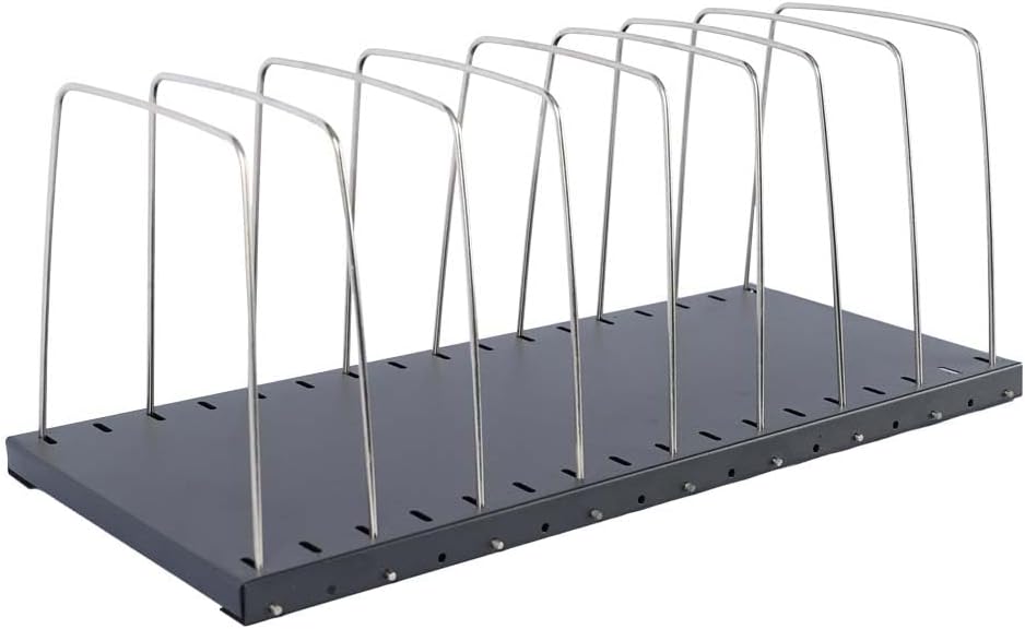 STEELMASTER Adjustable Desk File Organizer Rack | 8 Compartments | Wire Dividers | Black | Scratch & Chip-Resistant Finish | Non-slip Padded Feet | Office Organization