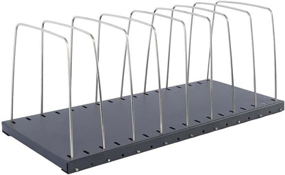 STEELMASTER Adjustable Desk File Organizer Rack | 8 Compartments | Wire Dividers | Black | Scratch & Chip-Resistant Finish | Non-slip Padded Feet | Office Organization