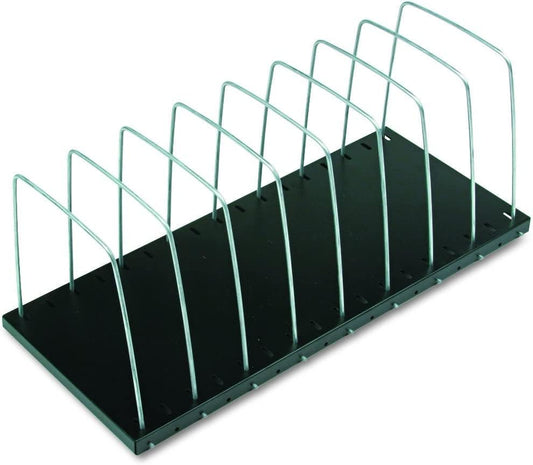 STEELMASTER Adjustable Desk File Organizer Rack | 8 Compartments | Wire Dividers | Black | Scratch & Chip-Resistant Finish | Non-slip Padded Feet | Office Organization