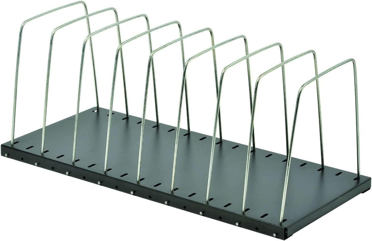 STEELMASTER Adjustable Desk File Organizer Rack | 8 Compartments | Wire Dividers | Black | Scratch & Chip-Resistant Finish | Non-slip Padded Feet | Office Organization