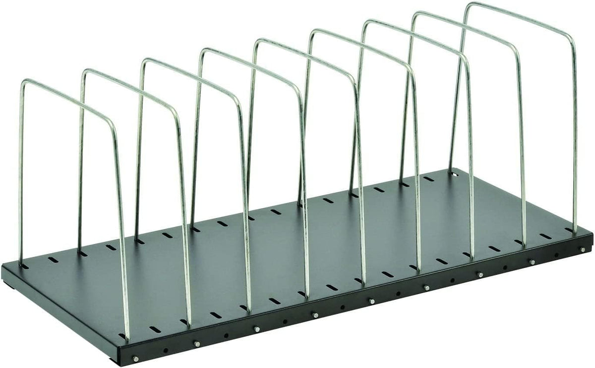 STEELMASTER Adjustable Desk File Organizer Rack | 8 Compartments | Wire Dividers | Black | Scratch & Chip-Resistant Finish | Non-slip Padded Feet | Office Organization