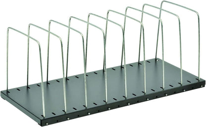 STEELMASTER Adjustable Desk File Organizer Rack | 8 Compartments | Wire Dividers | Black | Scratch & Chip-Resistant Finish | Non-slip Padded Feet | Office Organization