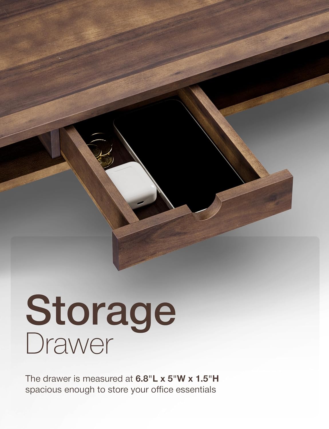 Acacia Monitor Stand with Drawer, Multi-Purpose Storage (Patented)