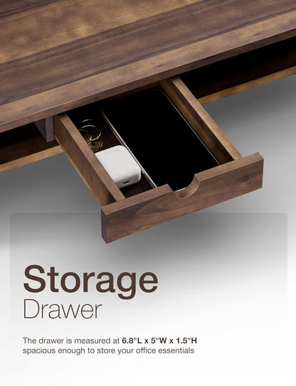 Acacia Monitor Stand with Drawer, Multi-Purpose Storage (Patented)
