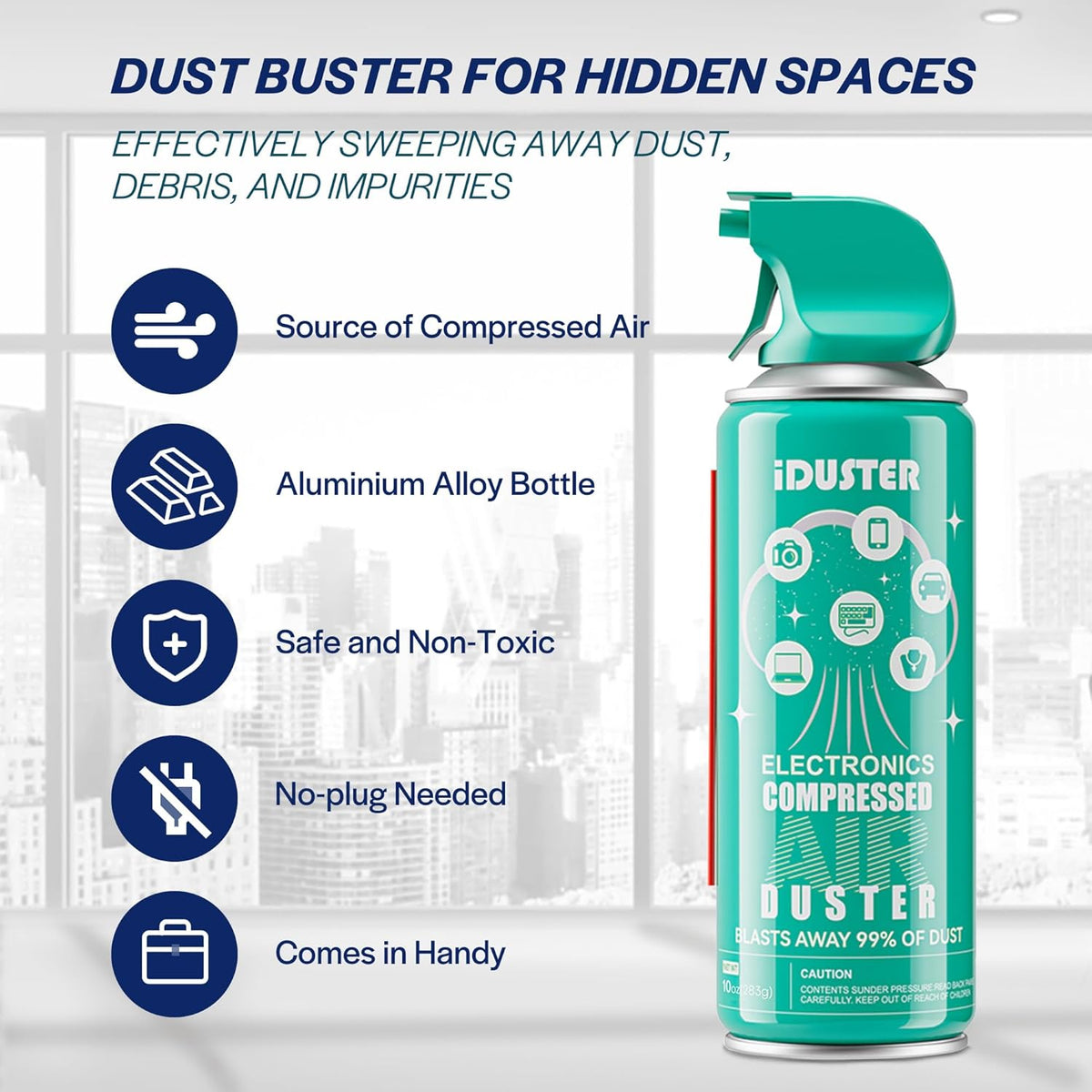Compressed Air Duster Can for Electronics - 10oz Keyboard Cleaner Air Spray for Computer Cleaning, 1PCS