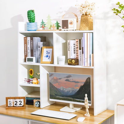 deli Desktop Shelf, Desk Hutch with 5 Shelves for Computer Desk, White