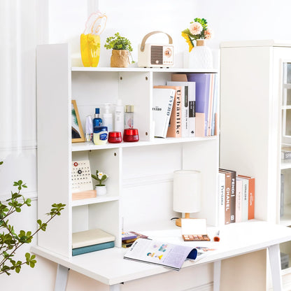 deli Desktop Shelf, Desk Hutch with 5 Shelves for Computer Desk, White