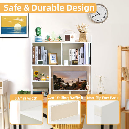 deli Desktop Shelf, Desk Hutch with 5 Shelves for Computer Desk, White