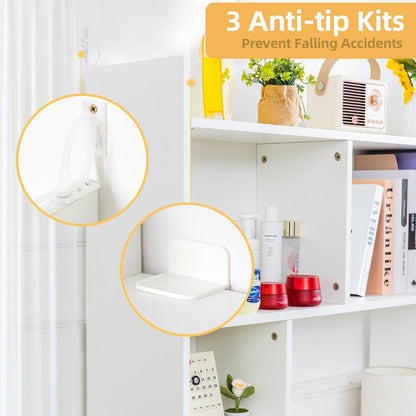 deli Desktop Shelf, Desk Hutch with 5 Shelves for Computer Desk, White