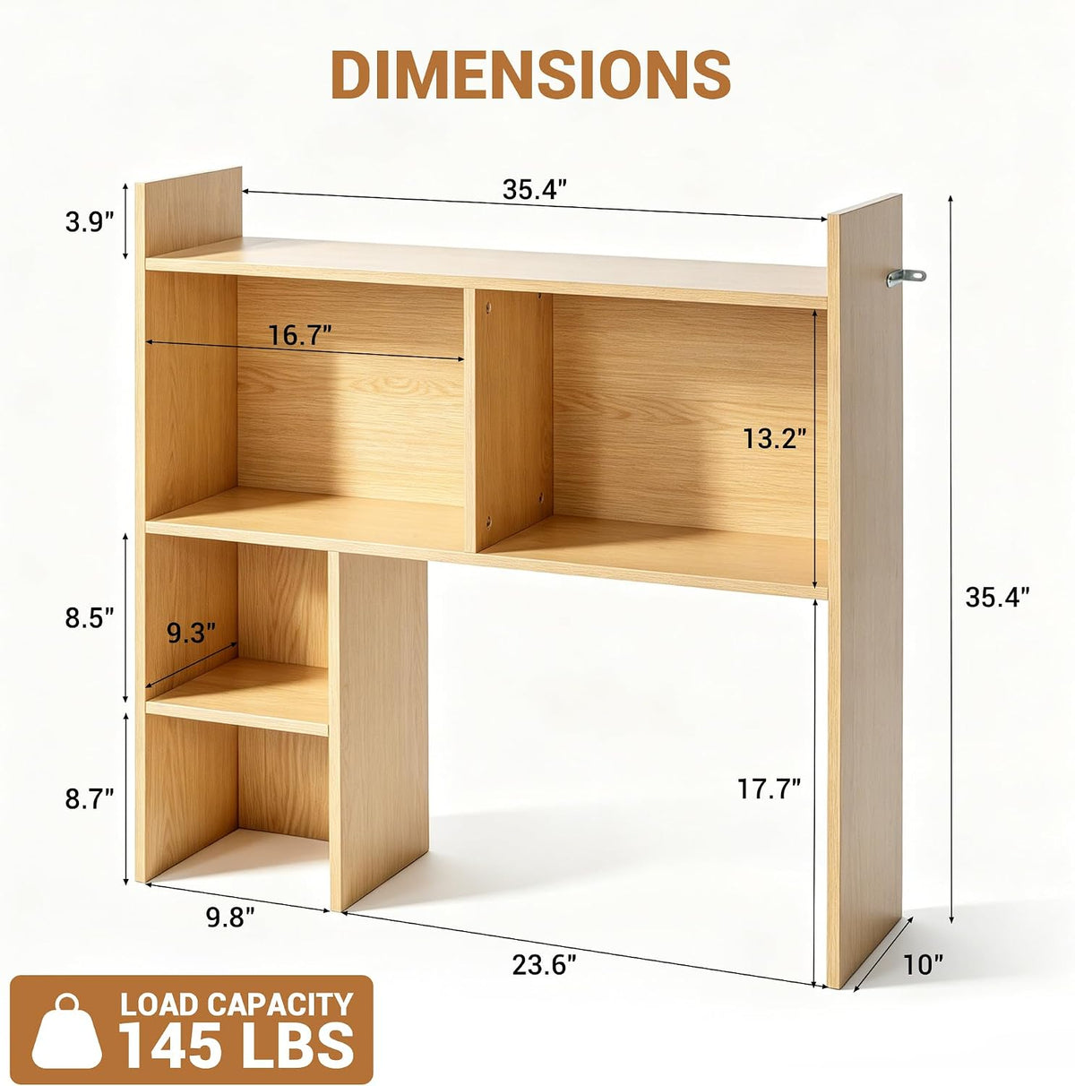 deli Desktop Shelf, Desk Hutch with 5 Shelves for Computer Desk, White