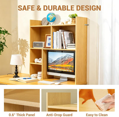 deli Desktop Shelf, Desk Hutch with 5 Shelves for Computer Desk, White