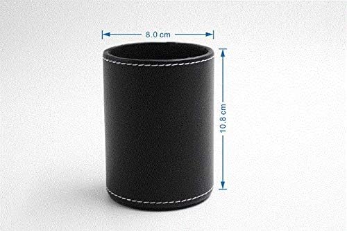 1PC Black PU Leather Round Pencil Pen Cup Holder Stand Desk Organizer Desktop Stationery Container Accessorires for Home, School, Office