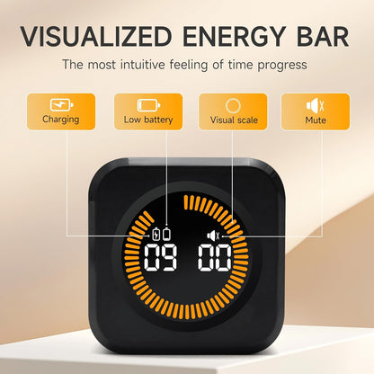 Rotating Productivity Cube Timer, 5/25/10/50 Min Presets, Wood Grain