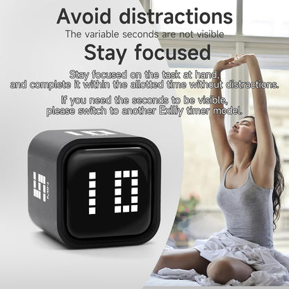 Rotating Productivity Cube Timer, 5/25/10/50 Min Presets, Wood Grain