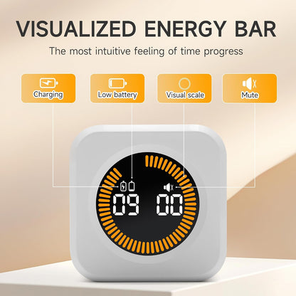 Rotating Productivity Cube Timer, 5/25/10/50 Min Presets, Wood Grain