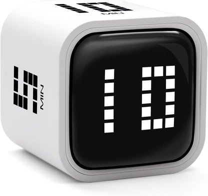 Rotating Productivity Cube Timer, 5/25/10/50 Min Presets, Wood Grain