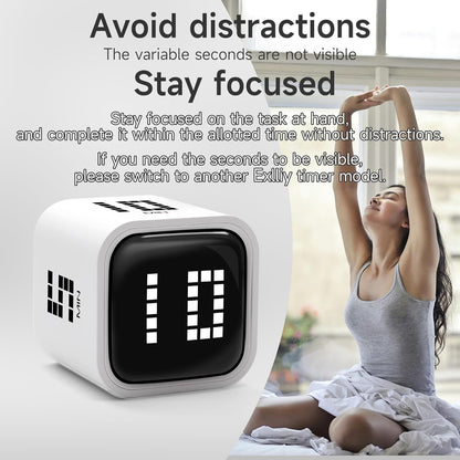 Rotating Productivity Cube Timer, 5/25/10/50 Min Presets, Wood Grain