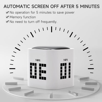 Rotating Productivity Cube Timer, 5/25/10/50 Min Presets, Wood Grain