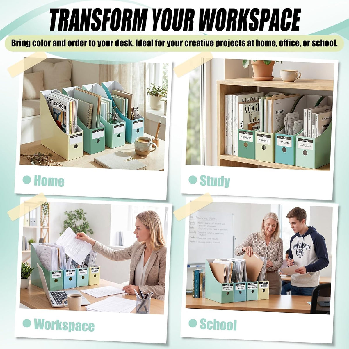 24 Pcs Magazine Files Cardboard Holders,Classic,Black
