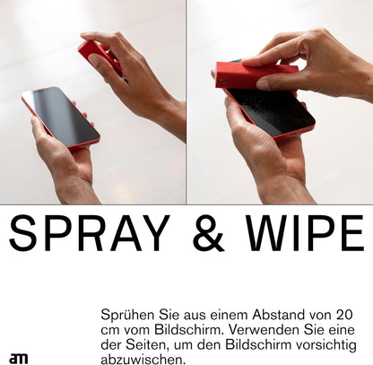am Mist Screen Cleaner Spray with Microfiber Cloth – Alcohol-Free Pink