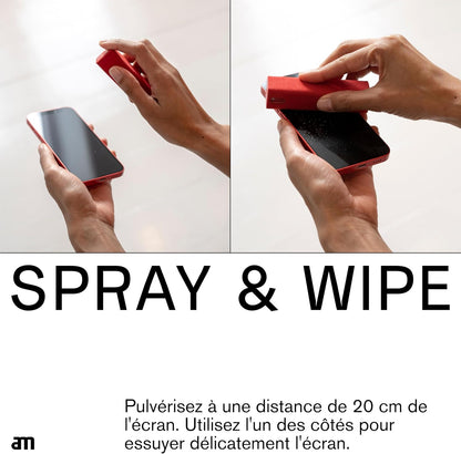 am Mist Screen Cleaner Spray with Microfiber Cloth – Alcohol-Free Pink