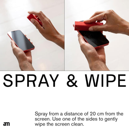 am Mist Screen Cleaner Spray with Microfiber Cloth – Alcohol-Free Pink