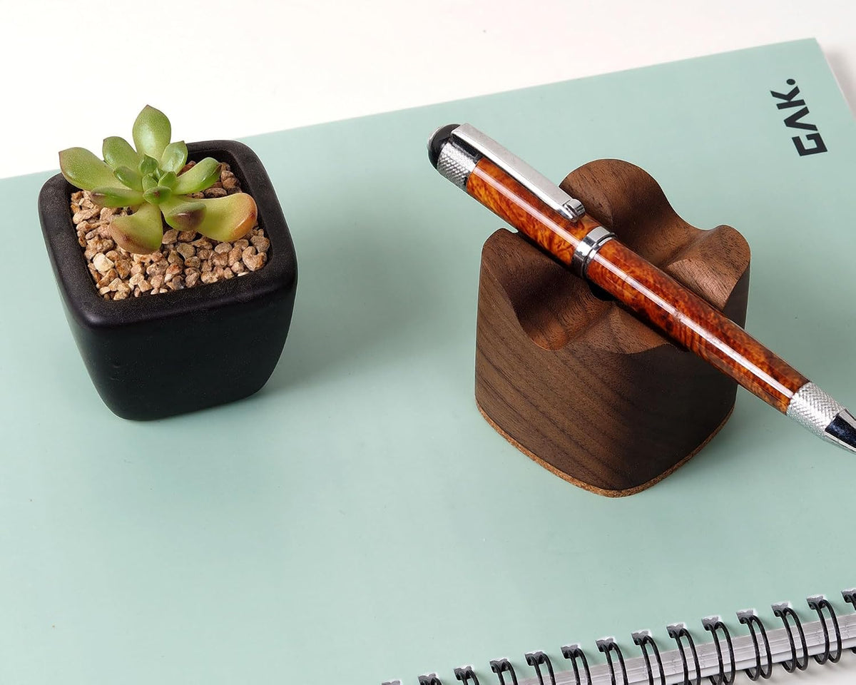 Handmade Walnut Wood Pen Holder – Desk Organizer for Office & Home | Minimalist Wooden Pencil/Tool Holder | Gift Desk Supplies