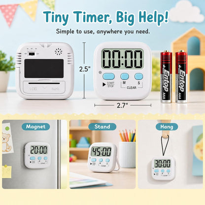2 Pack Digital Timer for Kids Classroom Kitchen Timers for Cooking