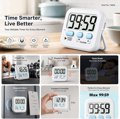2 Pack Digital Timer for Kids Classroom Kitchen Timers for Cooking