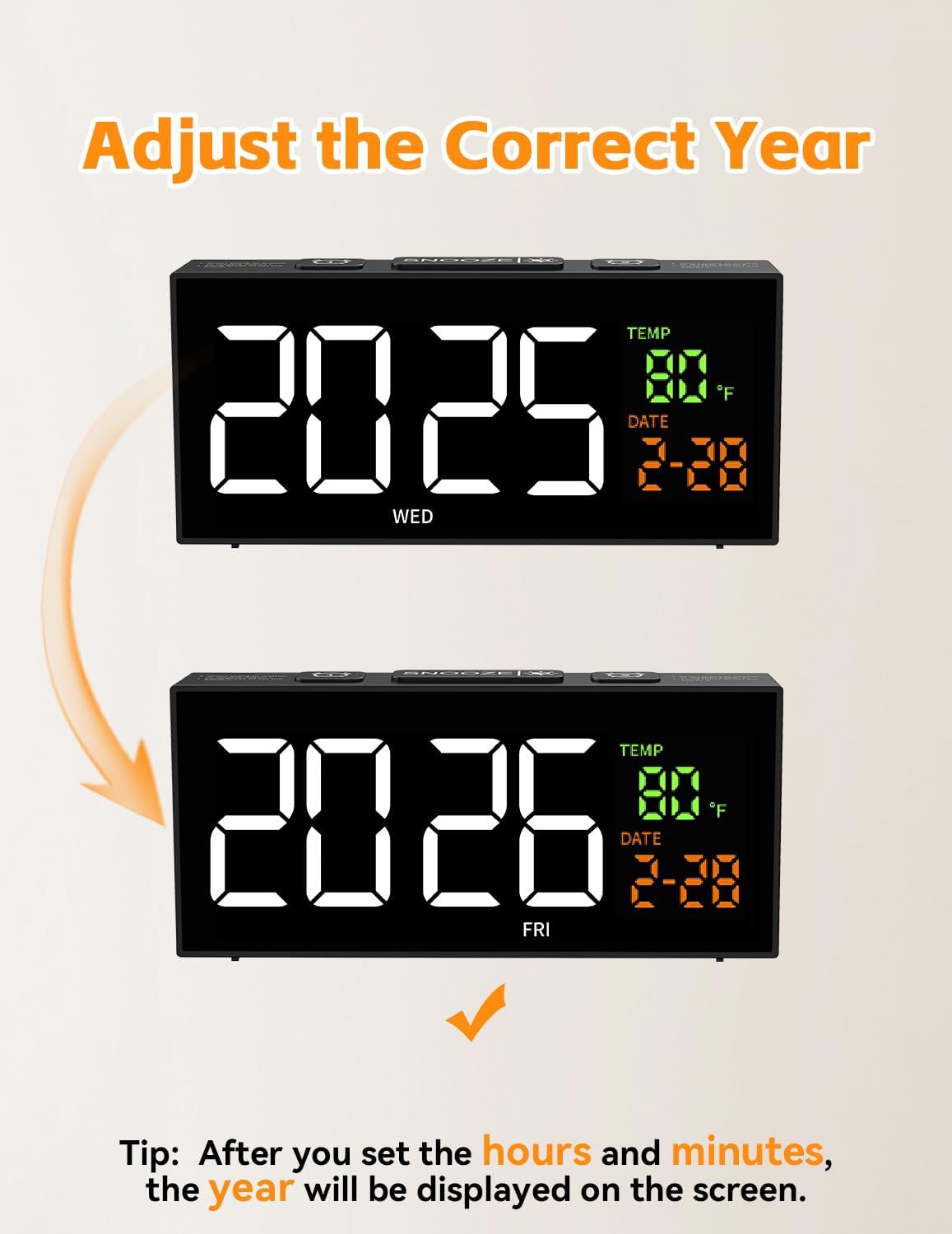 Alarm Clocks for Bedrooms, Digital Clock with Date Temperature and Weekday, Manual DST, Snooze, 2 Alarms, 4 Volumes for Living Room Home Bedside Desk (Black)