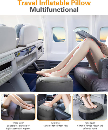 Inflatable Foot Rest Pillow for Travel, Kids/Adults Airplane Travel Pillow-Adjustable Height for Kids to Sleep While Traveling,Suitable for Airplane, Office, Home, Cars and Any Travel