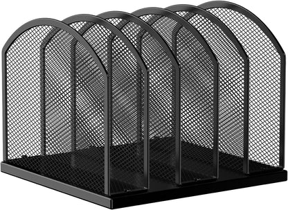 5-Section Vertical Desktop Organizer, 5-Section Mesh File Folder Stand Sorter for Office Home Classroom Organization